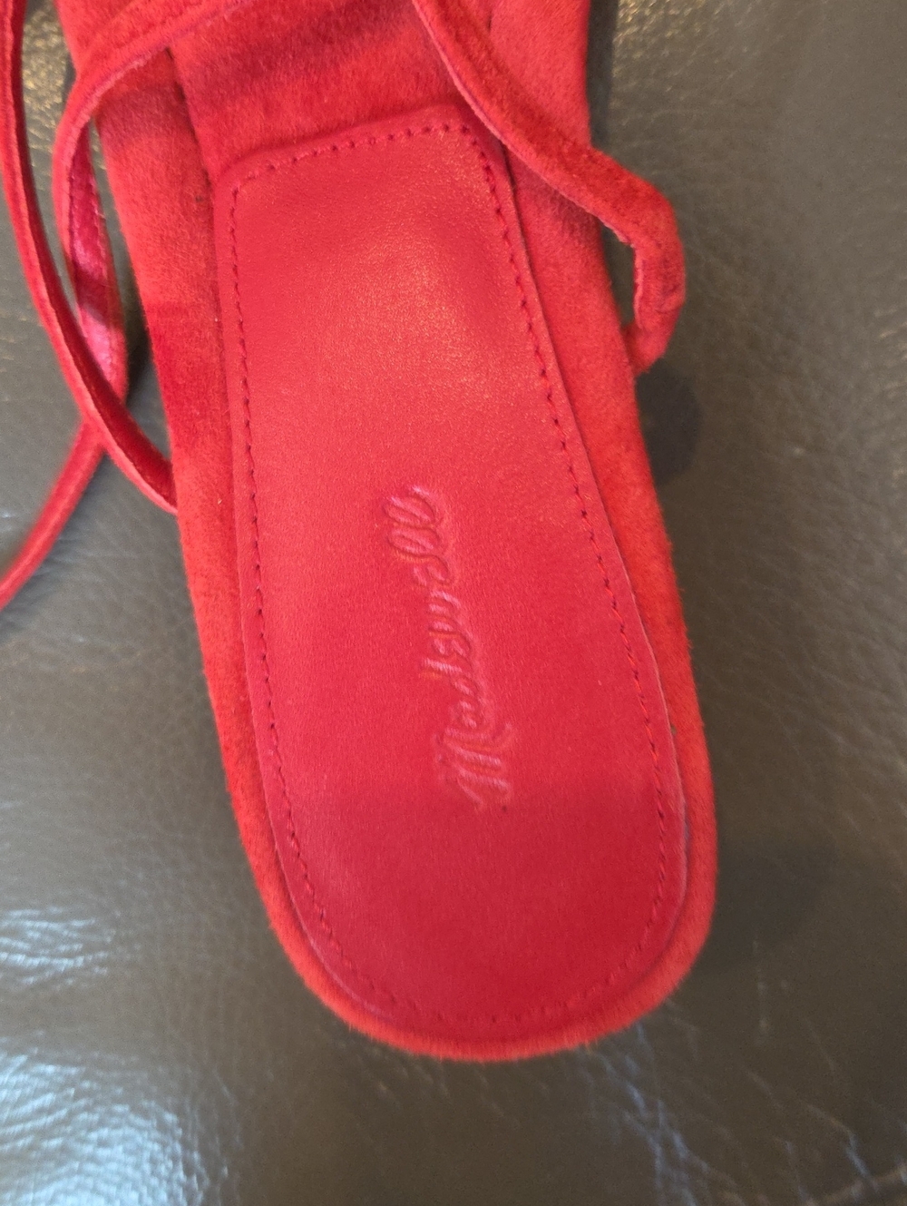 Madewell Maycie Asymmetric Suede Strap Sandal Bandana Red - Picture 9 of 13